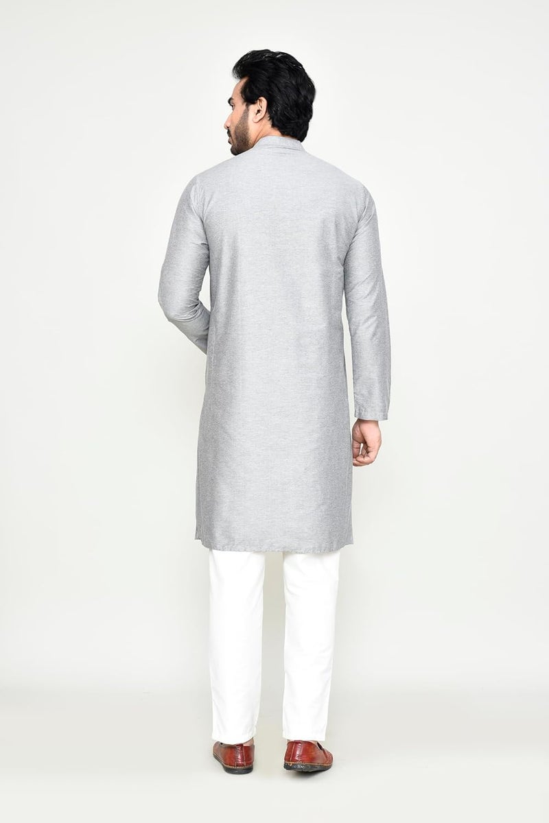 POLY2FAB Hathkargha Men's Khadi Regular Fit Kurta - Solid Pattern Ethnic Wear with Mandarin Collar & Full Sleeves - Image 2